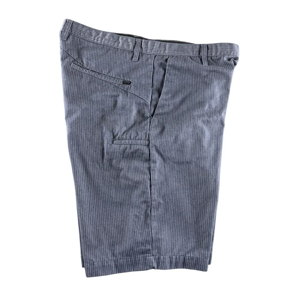 VOLCOM Frickin Stripe Shorts Mens 36 Gray Pinstripe Chino Hybrid Logo